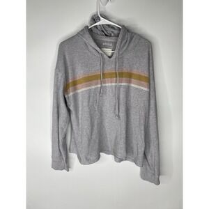 American Eagle Ahh-mazingly Soft Gray Retro Strip Hoodie Sweatshirt Women Large